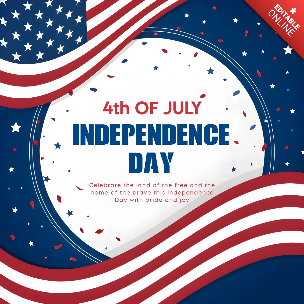 Minimalist and Festive 4th of July Celebration Template with Patriotic Design