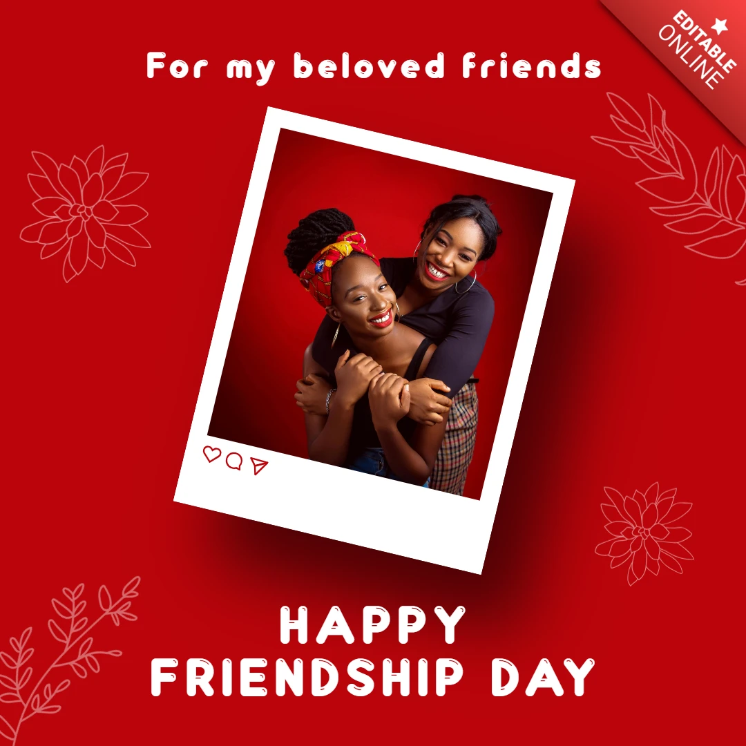 Red & white happy friendship day instagram post flat design