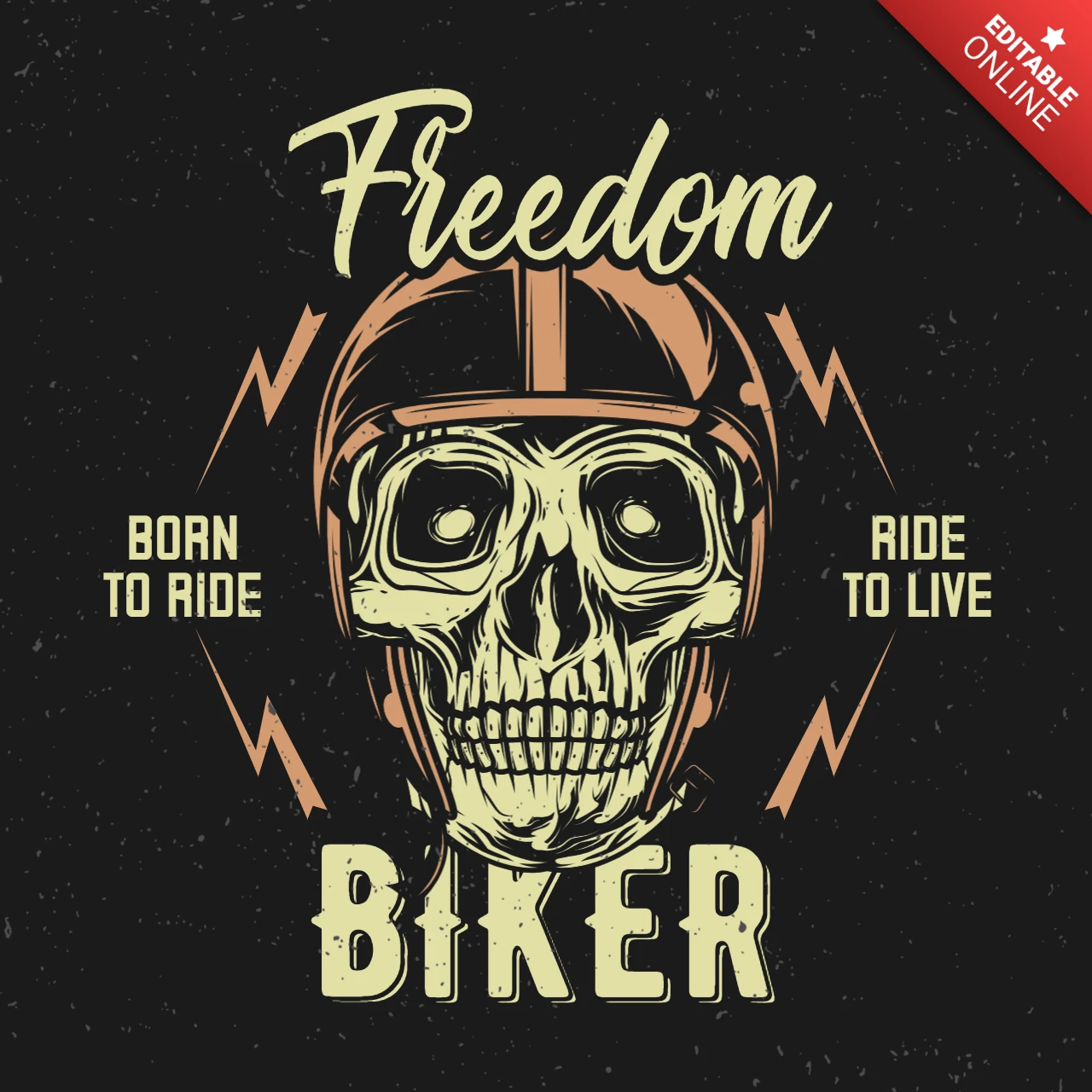 Motorcycle Biker's Skull T-Shirt Design Template