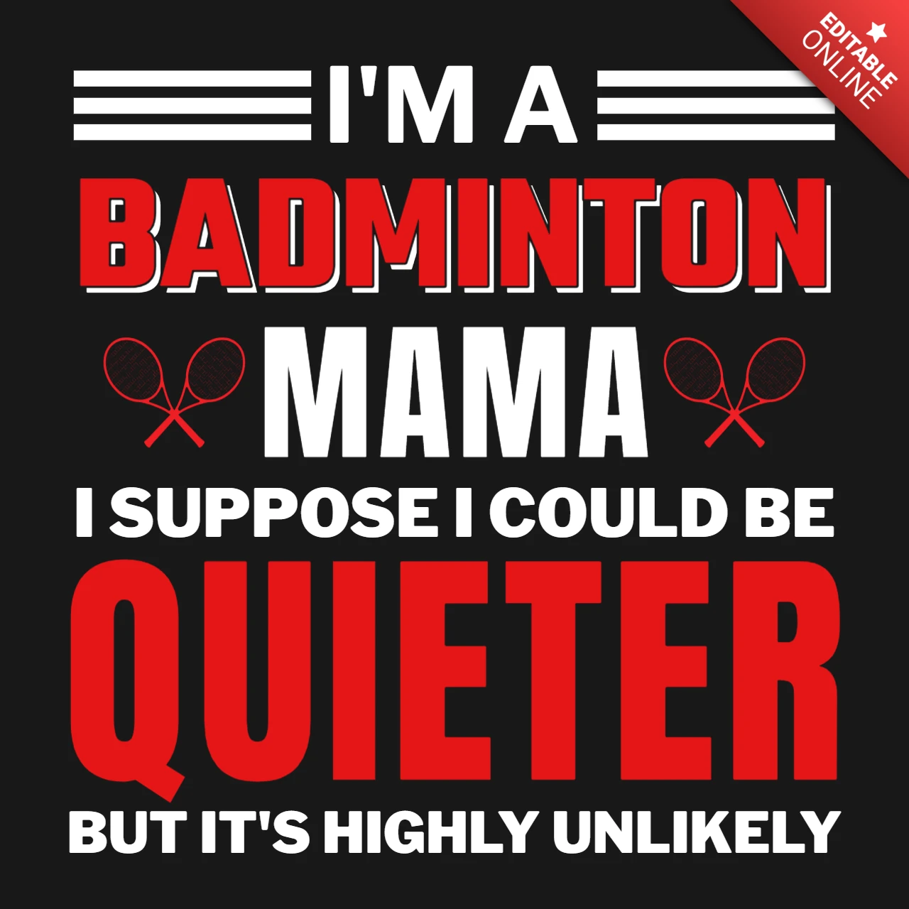 Ich bin ein badminton mama laut und stolz sport mutter t-shirt design vorlage