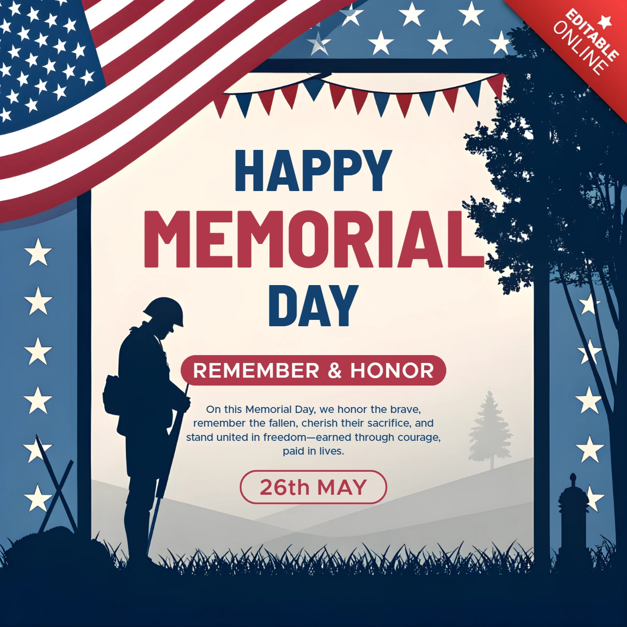Patriotic Memorial Day Design Template: Honor and Remember with Vintage Style