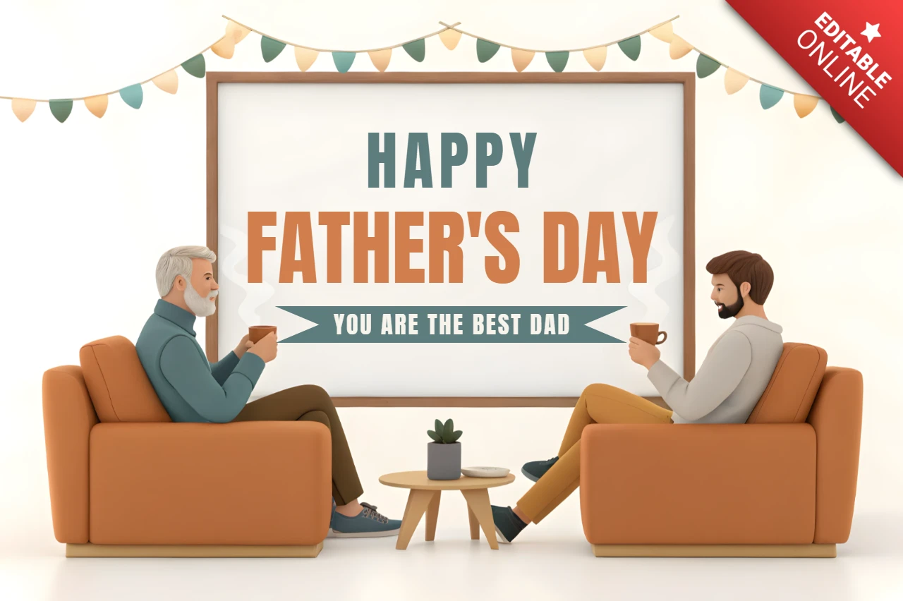 3D Father And Son Illustration for Father's Day Celebration Template