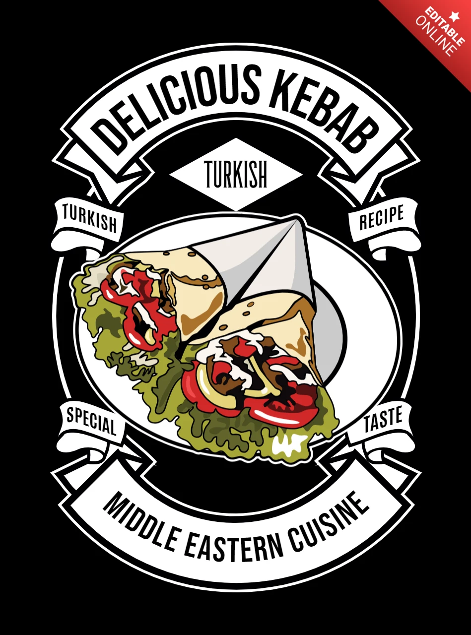 Türkischer kebab t-shirt design vorlage