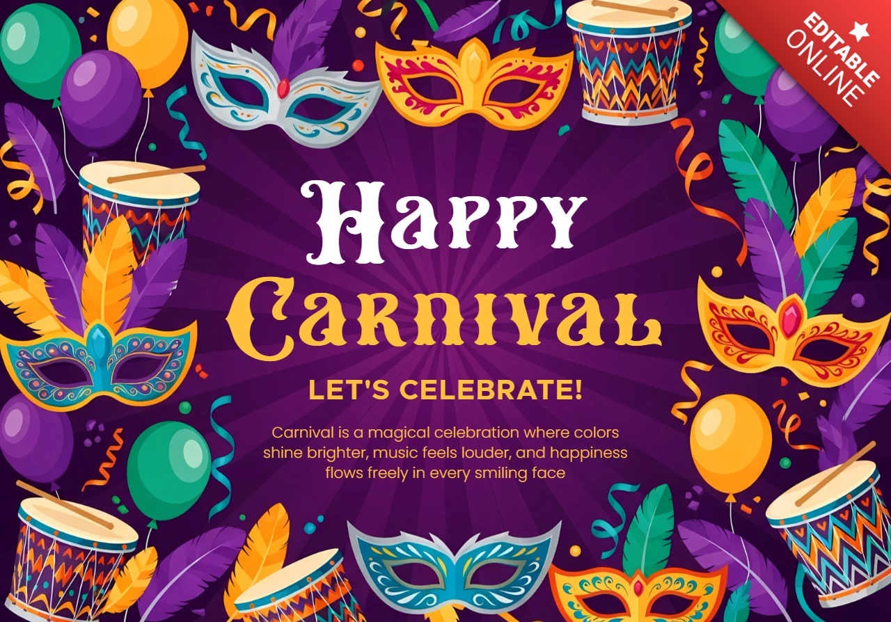 Plantilla de diseño de celebración de carnaval colorido para carteles festivos