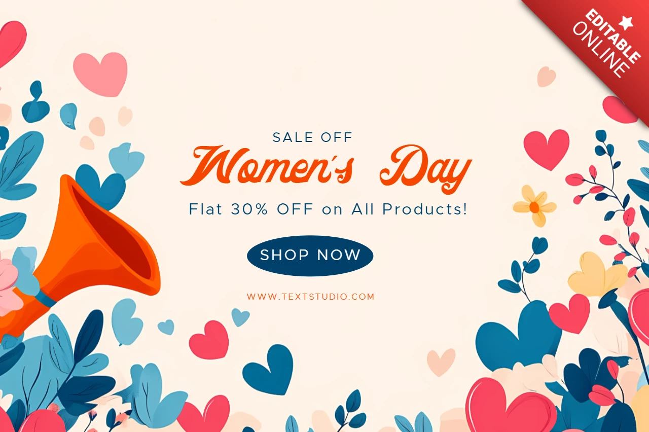 Modello di design per la festa della donna - 30% di sconto su tutti i prodotti!