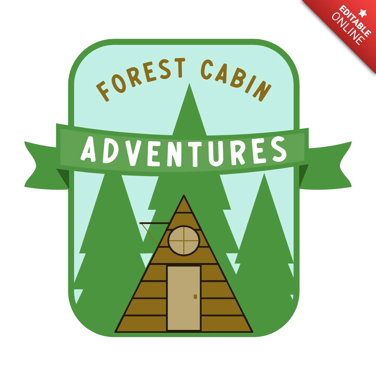 Modèle de badge pour les aventures en cabane forestière