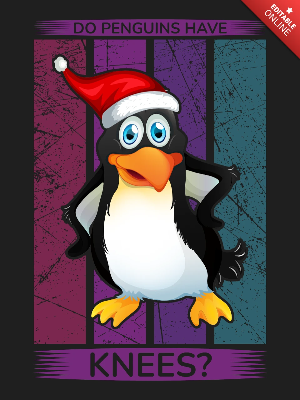 Playful Penguin Christmas Design Template with Whimsical Style