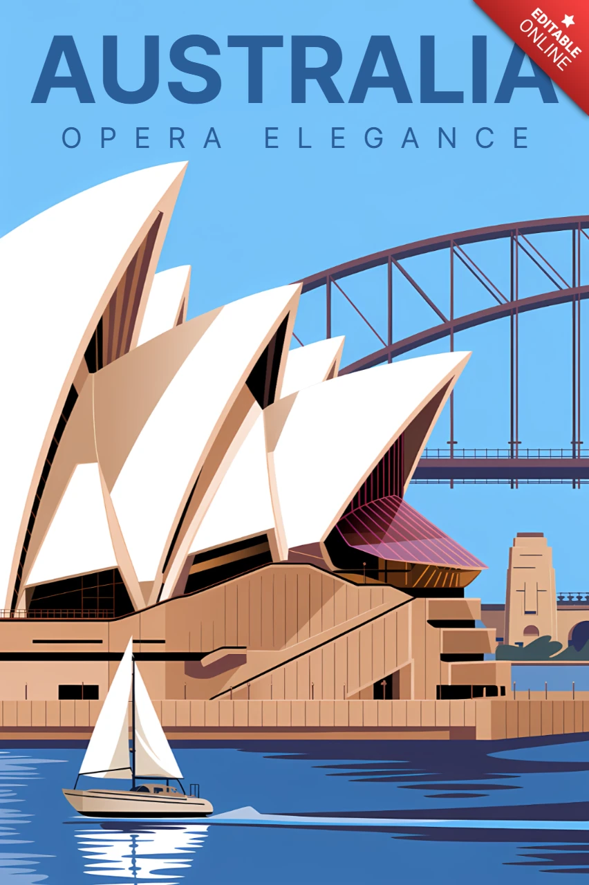Australië opera huis vector ontwerp sjabloon voor reisposters