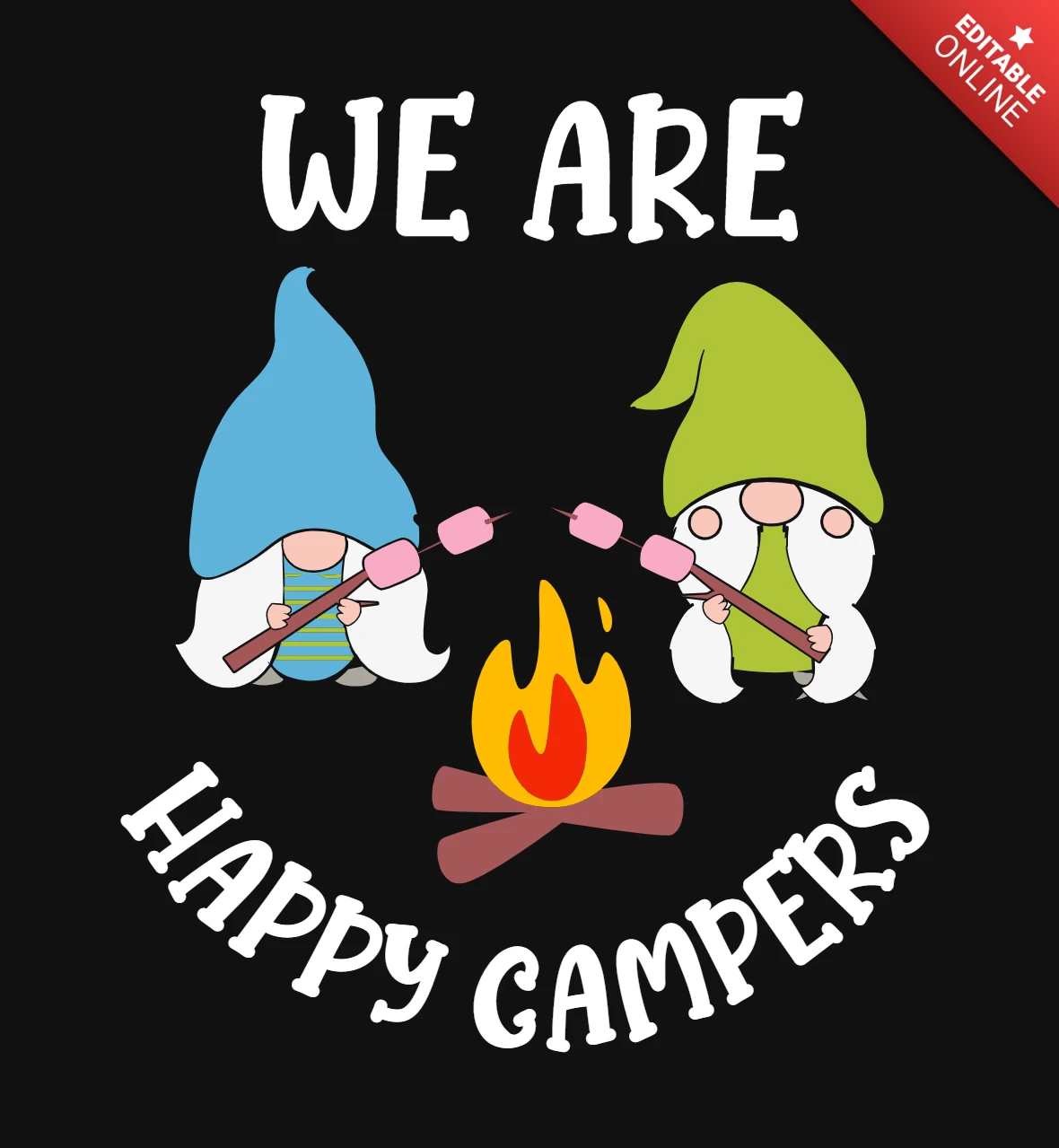 Gnomies camping somos felices plantilla de diseño de camiseta