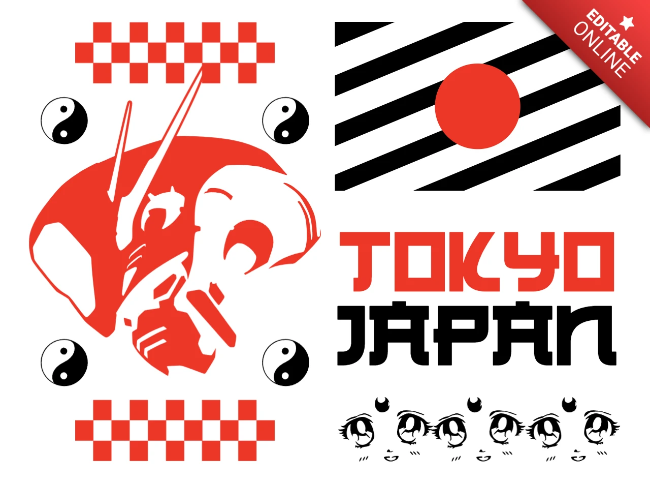 Modèle de design graphique Tokyo Japon pour vêtements et marchandises