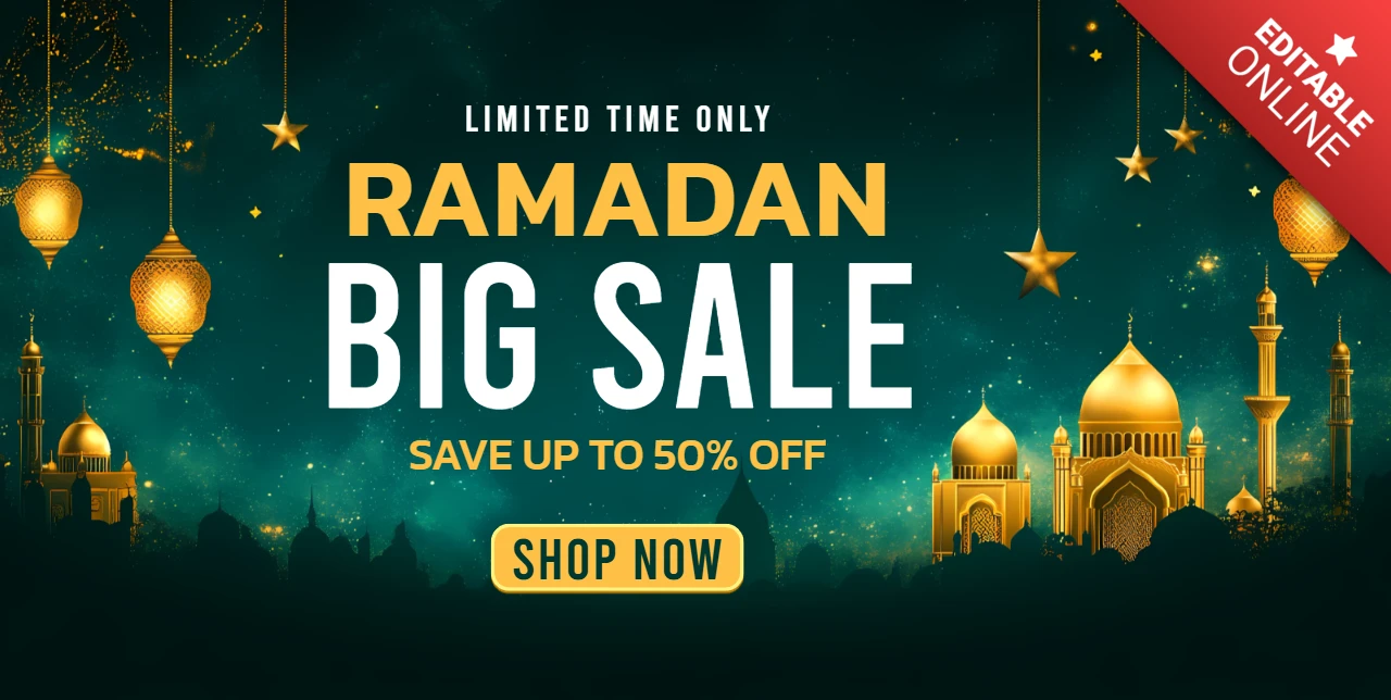 Elegant Ramadan Sale Design Template with Lanterns and Stars