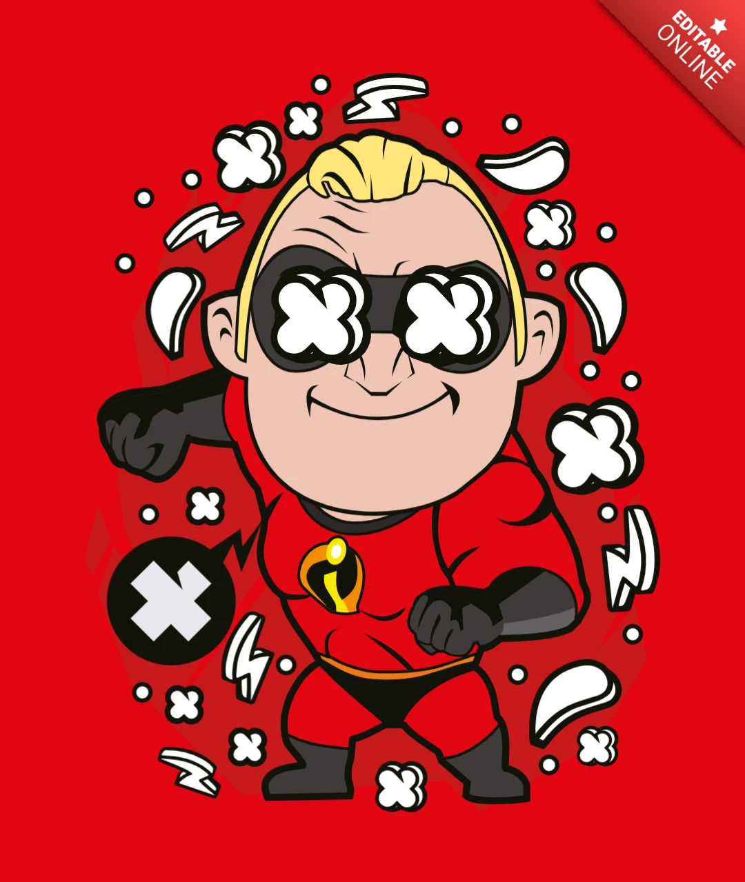ミスターインクレディブルポップカルチャーTシャツデザインテンプレート
