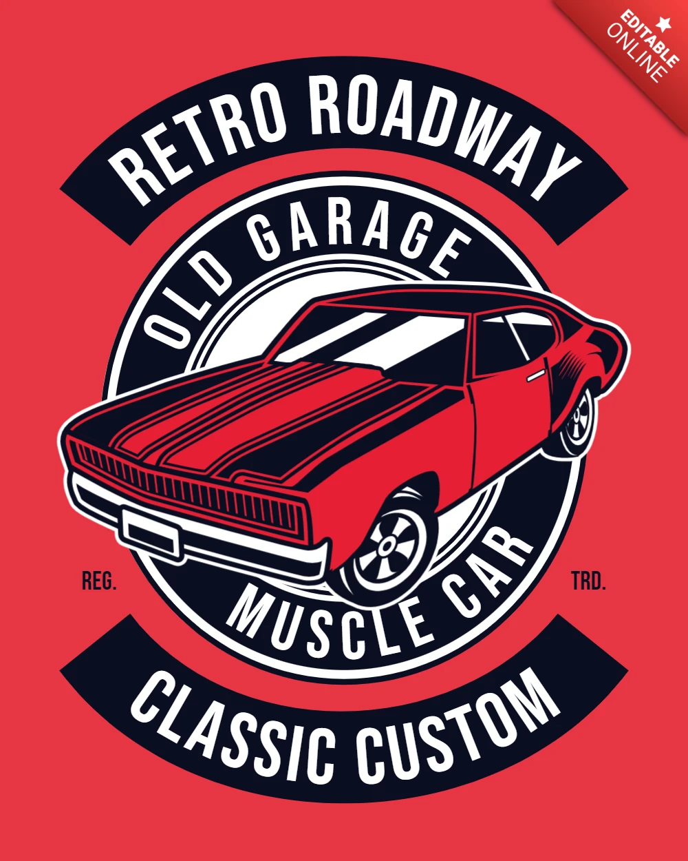 Plantilla de diseño de camiseta de coche musculoso retro