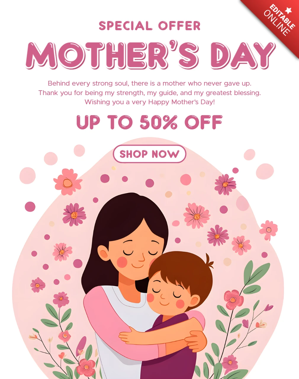 Muttertag florale Design-Vorlage - editierbare Sonderangebot für Mütter