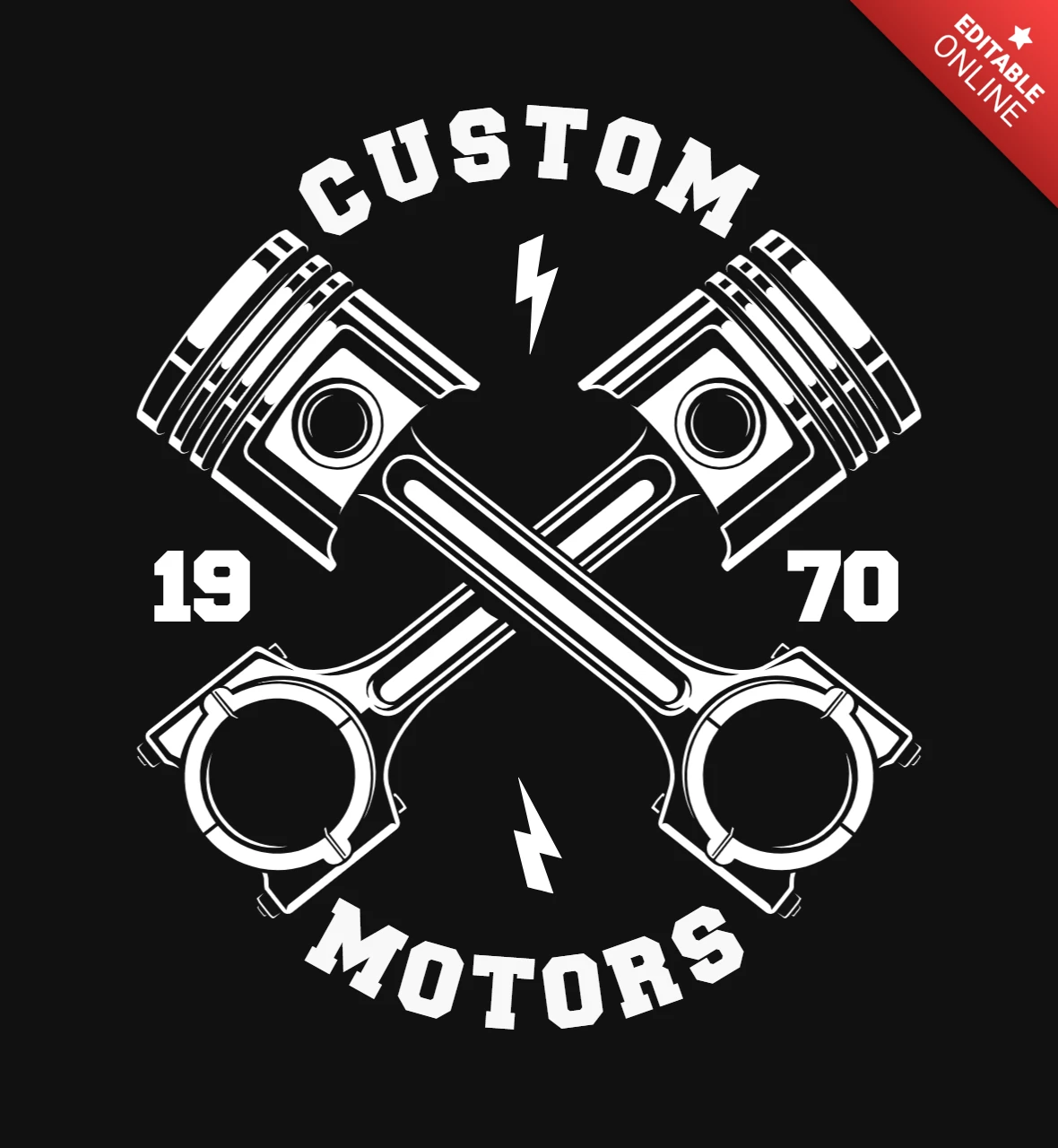 Vintage Crossed Piston T-Shirt Design Template