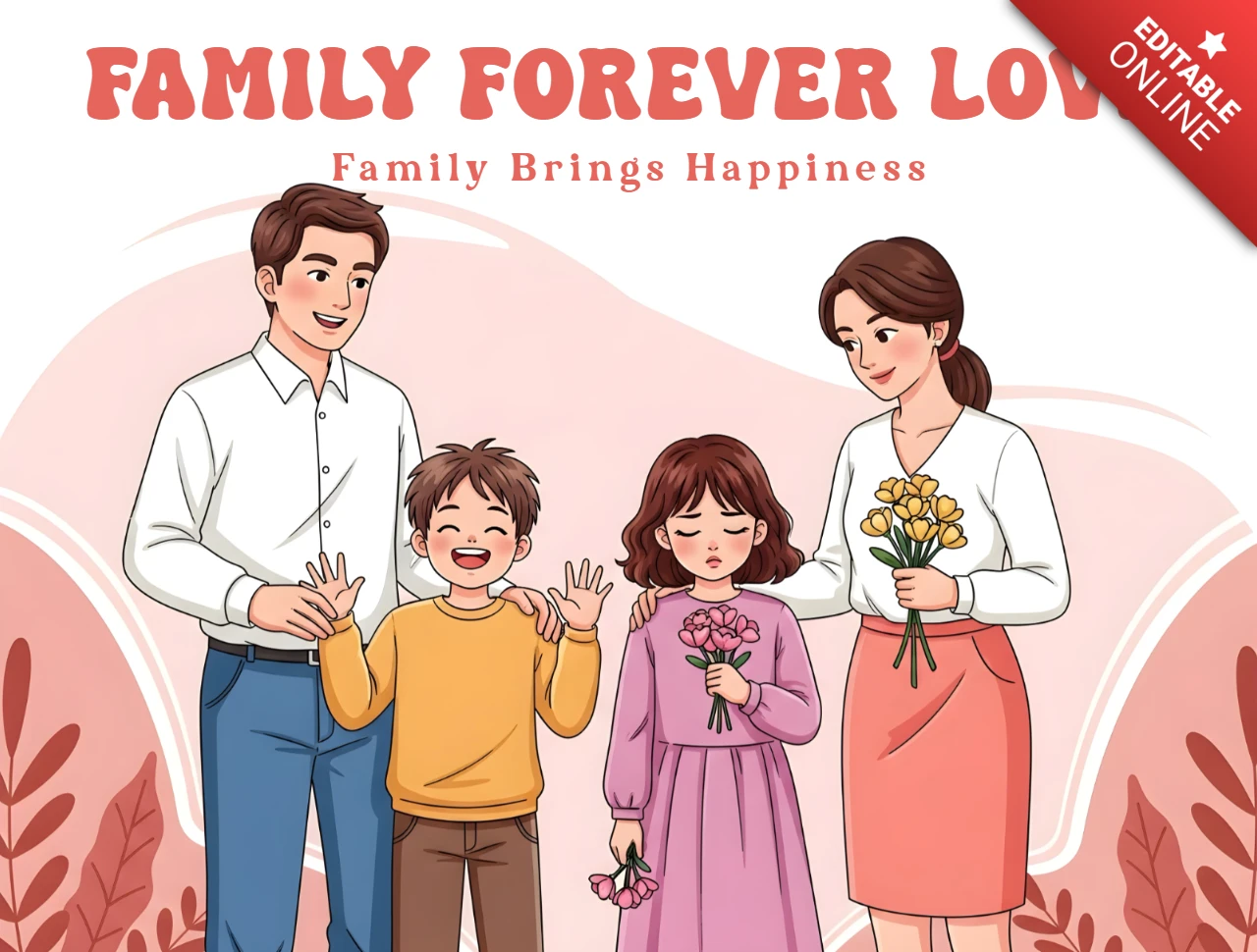 Template di illustrazione dell'amore familiare per biglietti di auguri