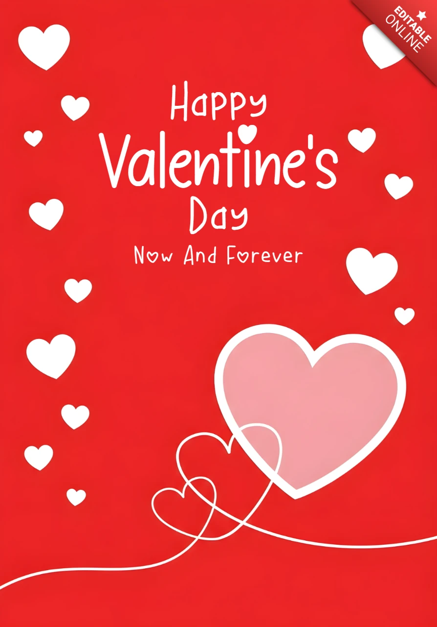 Valentine's Day Heart Design Template for Greeting Card