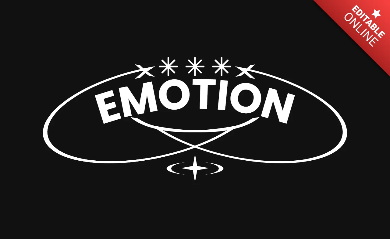 Design de camiseta com gráfico emocional em negrito com elipse orbital e acentos de estrela