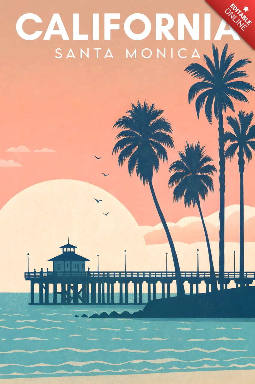 California Santa Monica design retro per poster