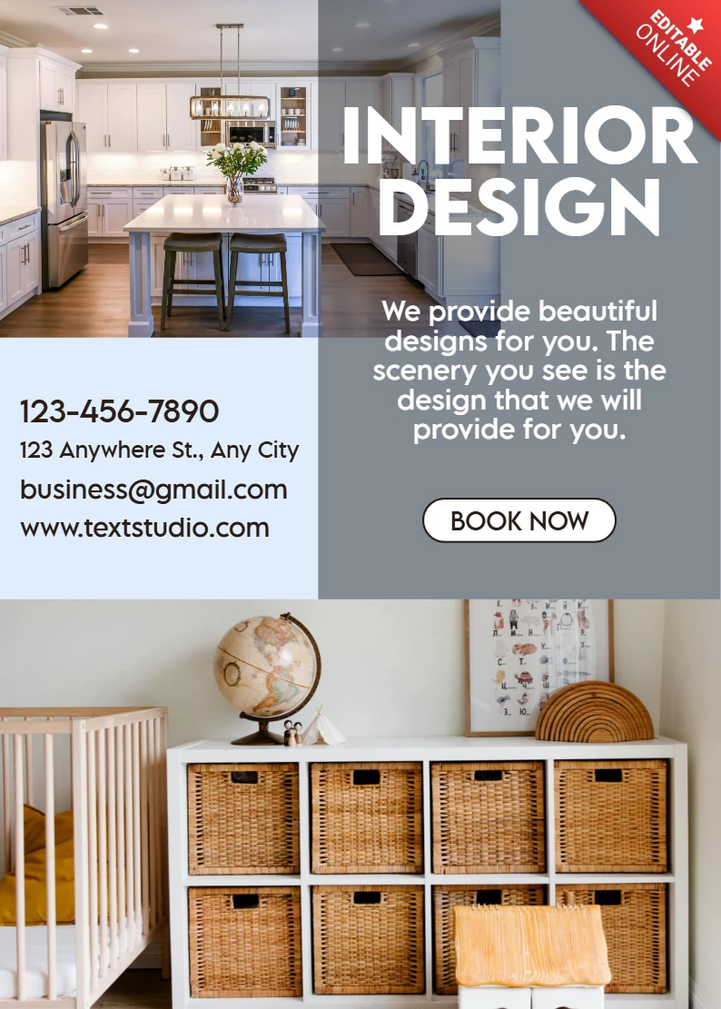 Modèle de design d'intérieur moderne pour brochure de décoration intérieure