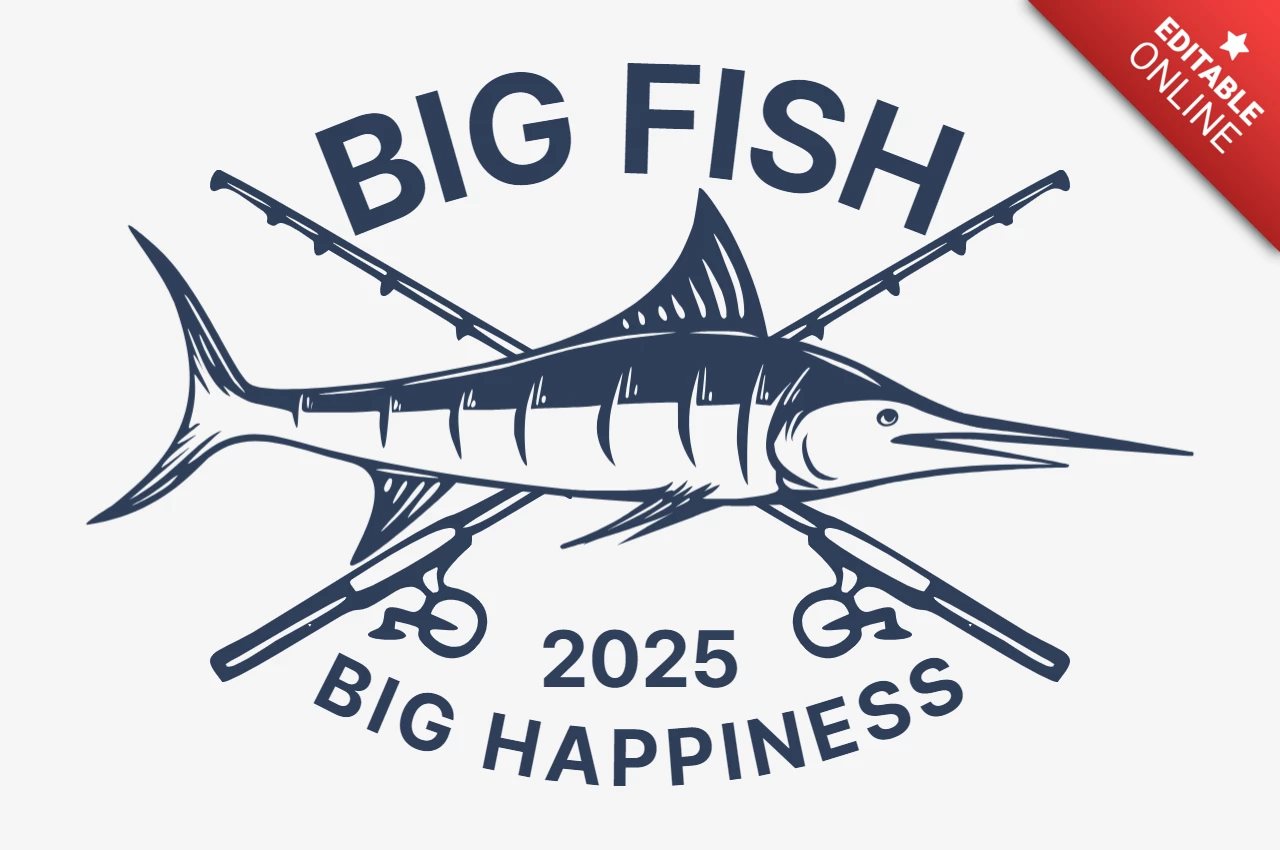 Marlin Fish Fishing vintage Logo Design Template