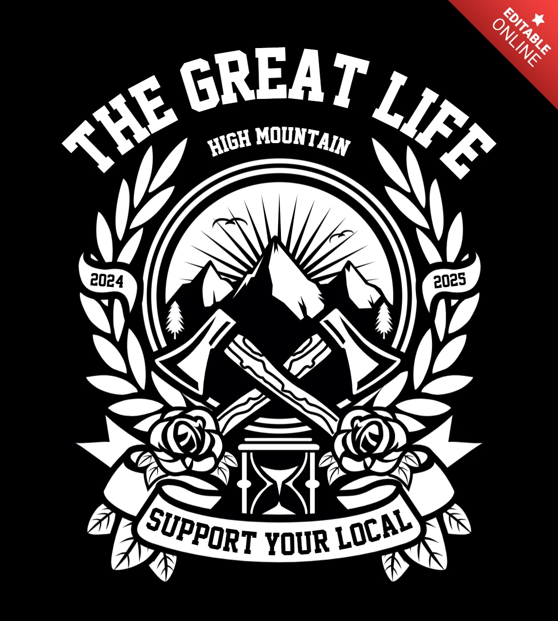 Шаблон дизайна футболки The Great Life High Mountain
