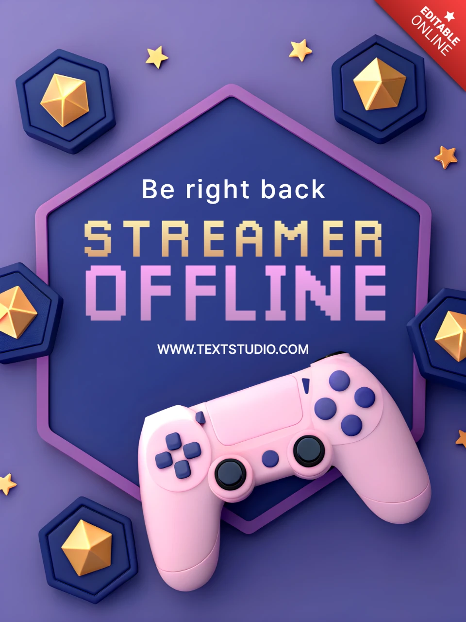 Diseño de plantilla offline para gamer 3d para notificaciones de streaming