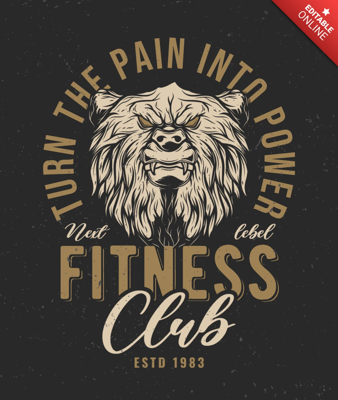 Modello di maglietta per fitness club testa d'orso