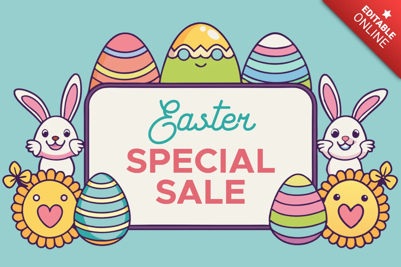 Ostern Verkauf Design-Vorlage: niedlich und bunt Cartoon-Stil