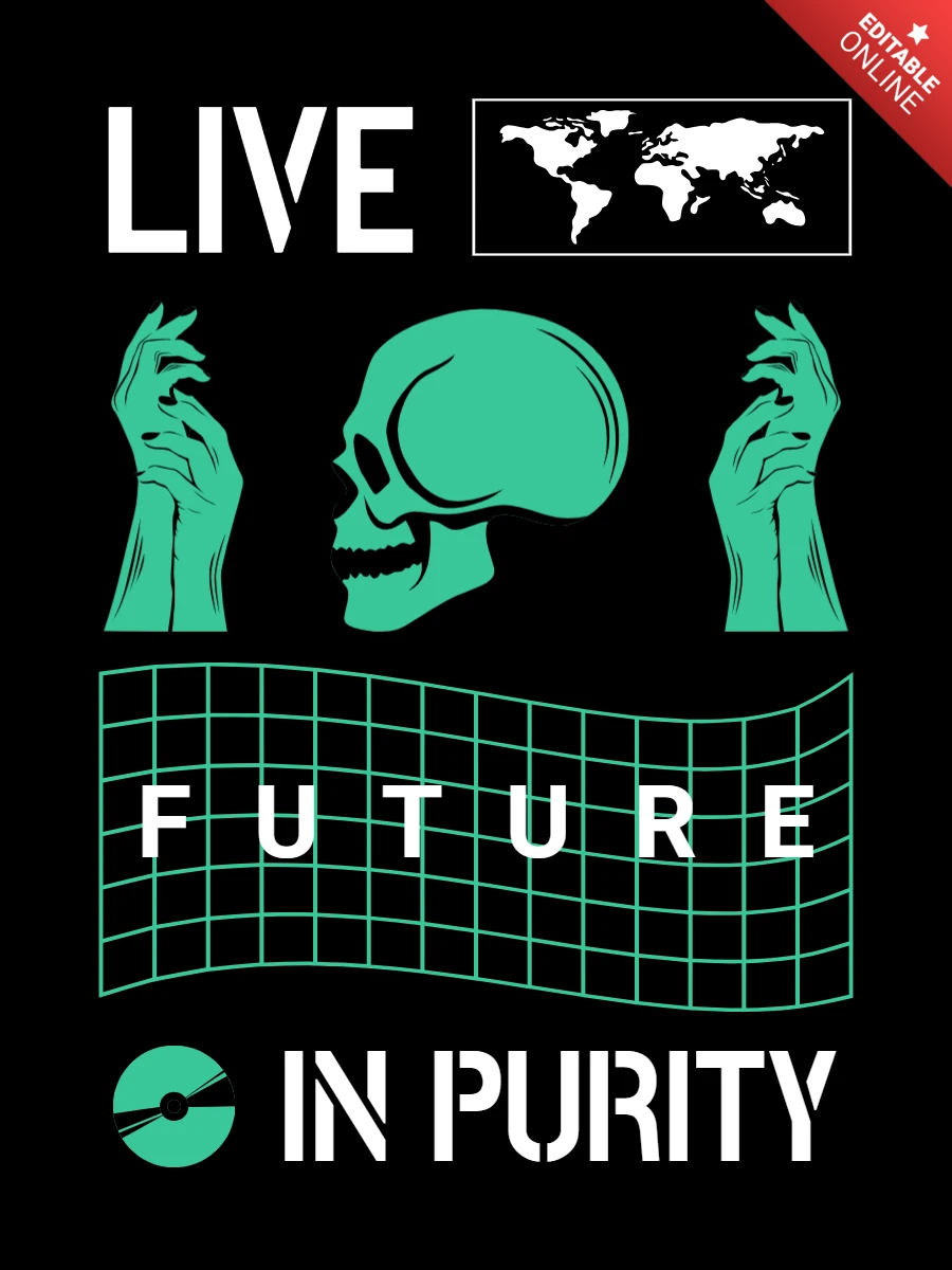Futuristisches Skelettdesign-Template für Bekleidung und Merchandise