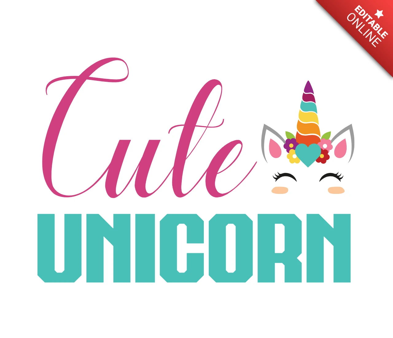Modèle de t-shirt avec typographie de licorne mignonne