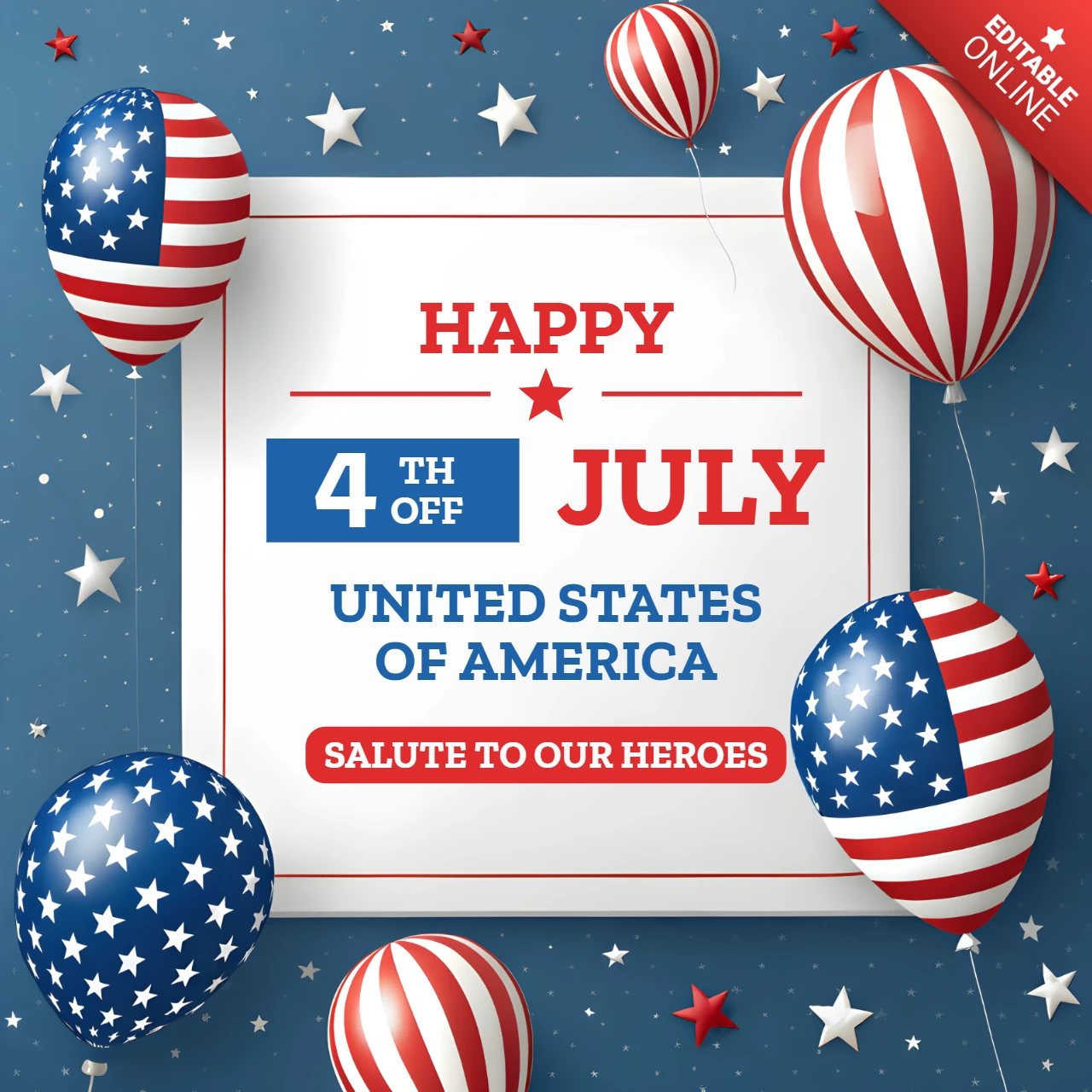 Independence Day Celebration Template with Patriotic Balloons Design