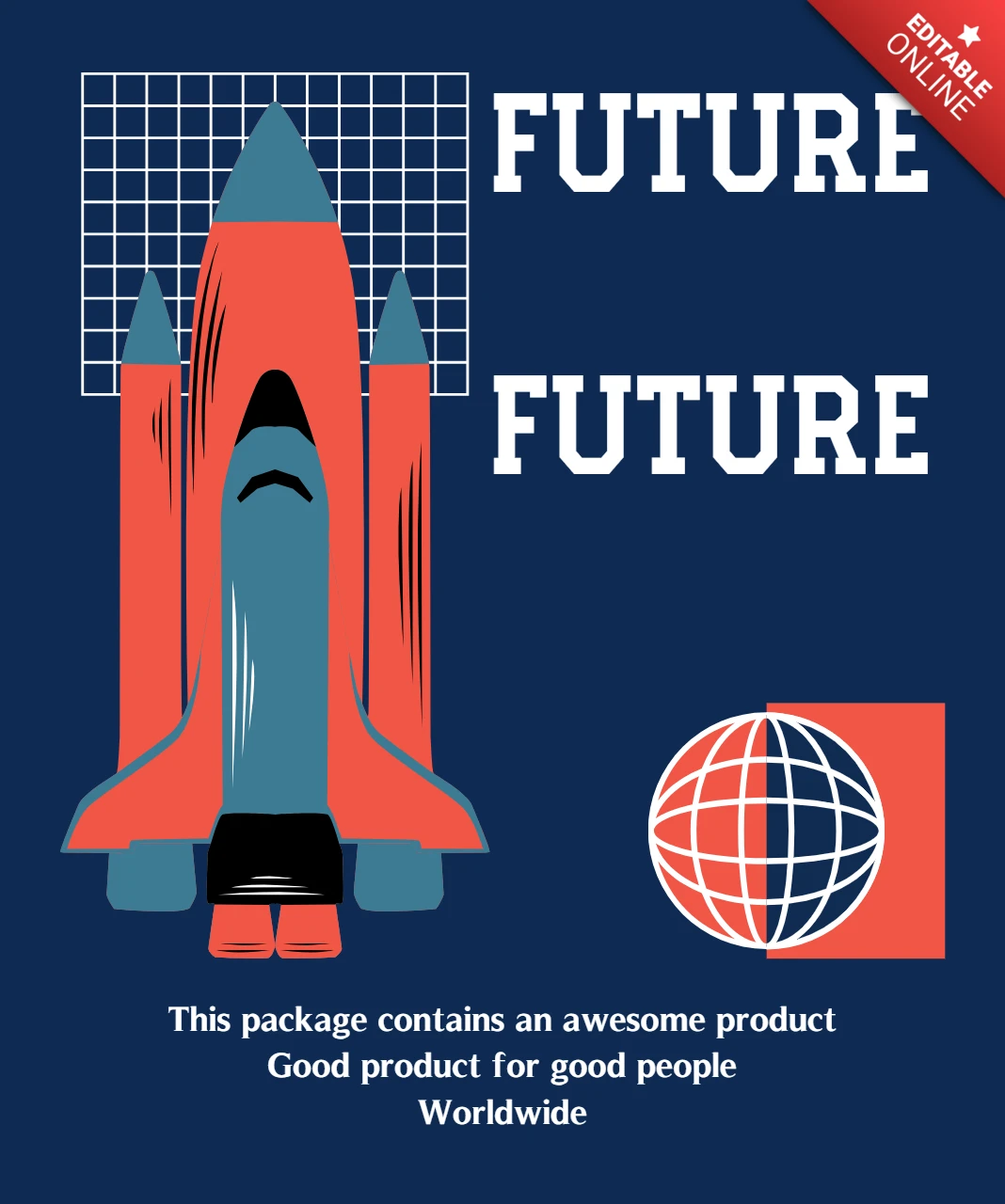 Futuristic Rocket Design Template for Merchandising and Promotional Materials