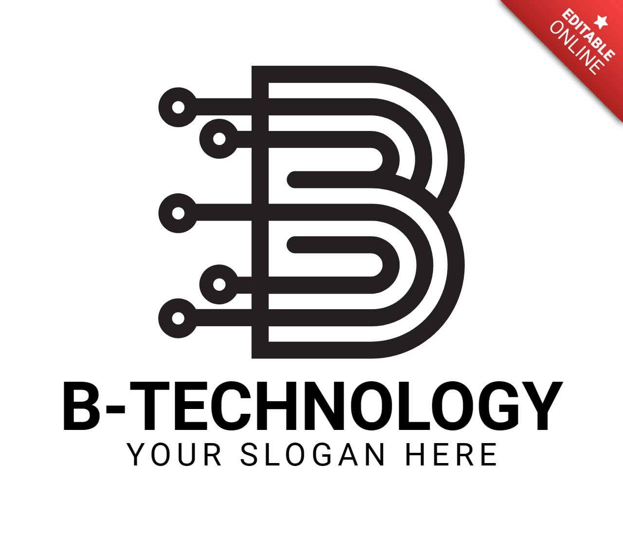 Letra b plantilla de diseño de logotipo de tecnología