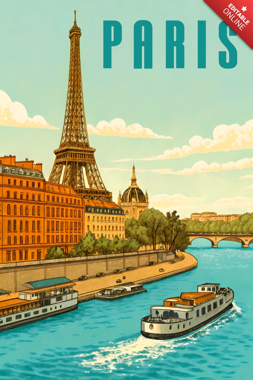 Vintage Paris Design Template for Travel Posters