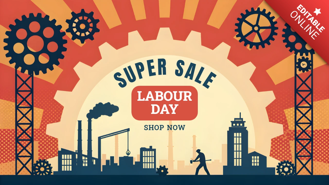 Modelo de design de venda industrial retrô para promoções do dia do trabalho