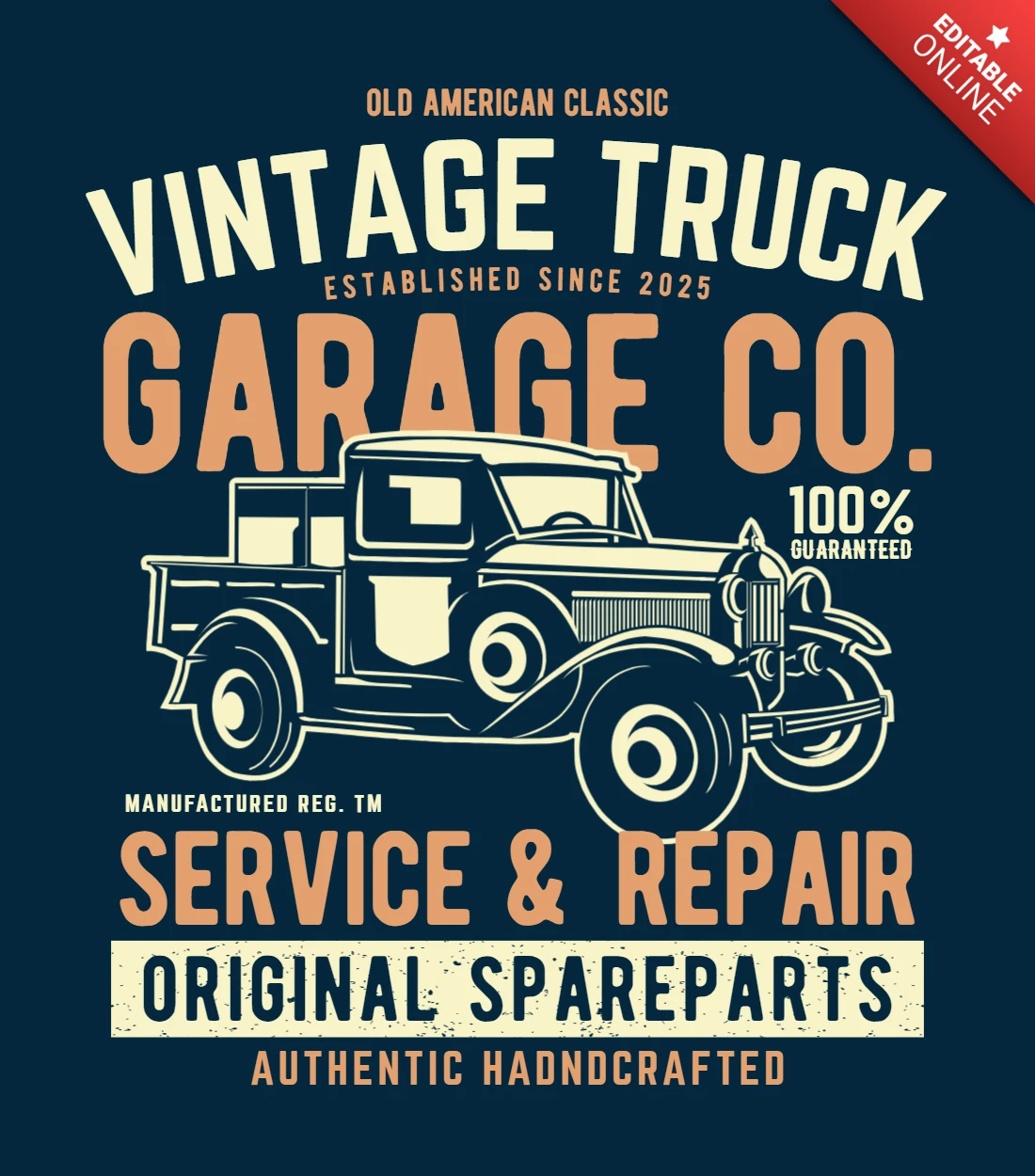 Modèle de conception de t-shirt de garage de camion vintage