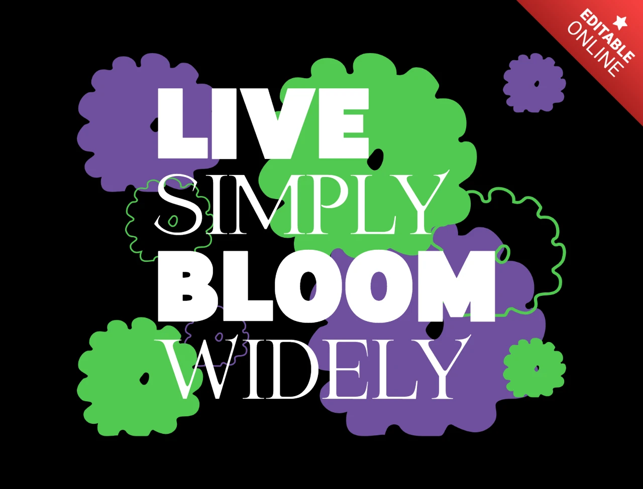 Lebe einfach, blühe weit, minimalistisches Wachstumszitat mit abstraktem Blumen-T-Shirt-Designvorlage