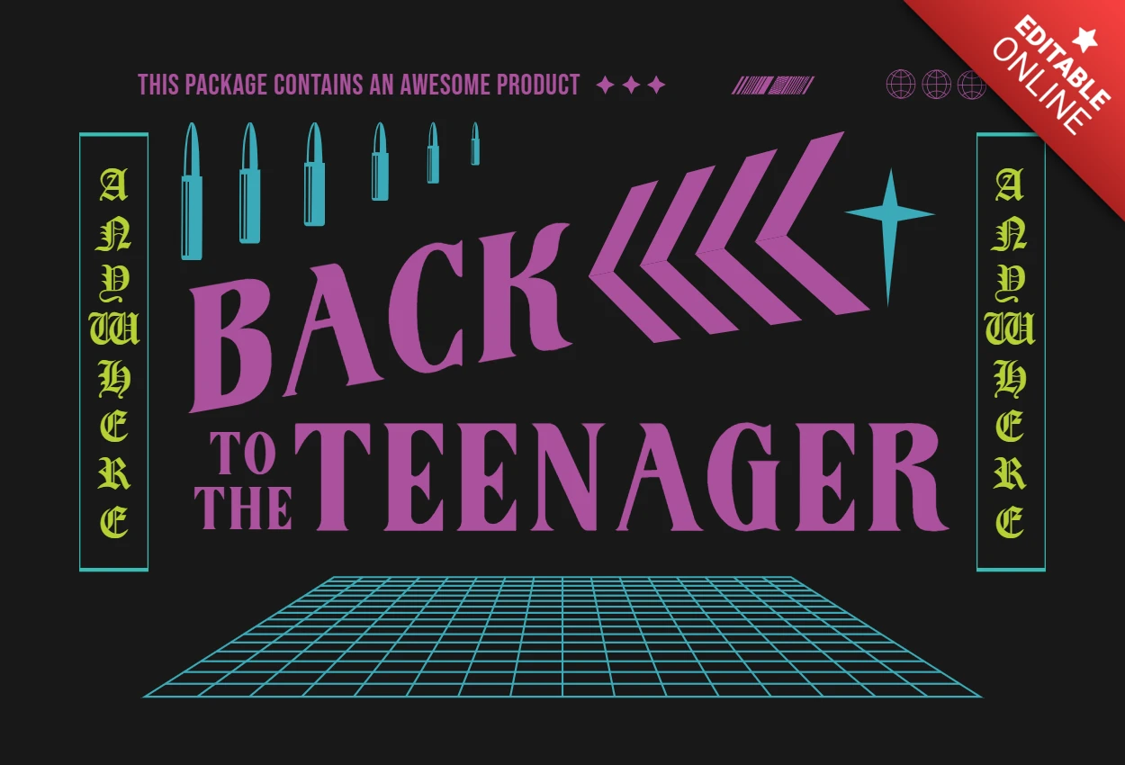 Retro-Neon-Designvorlage für Teenager-Merchandise