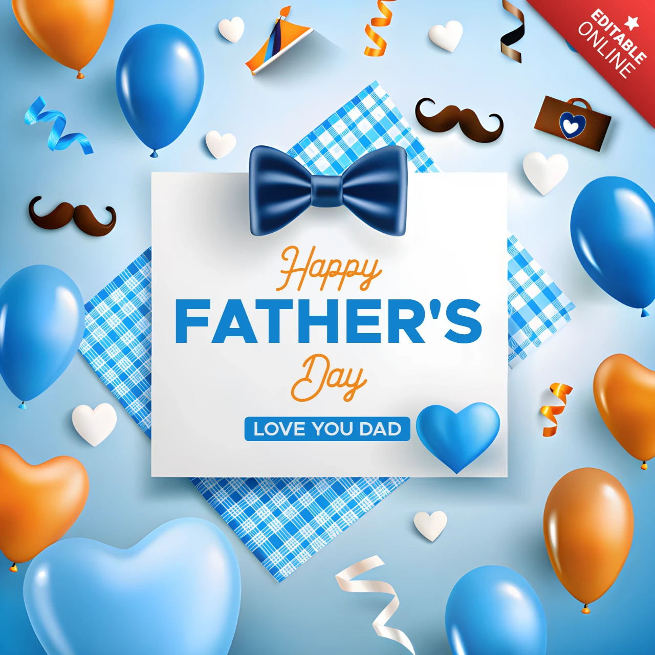 Festive Father's Day Design Template with Balloons and Bows