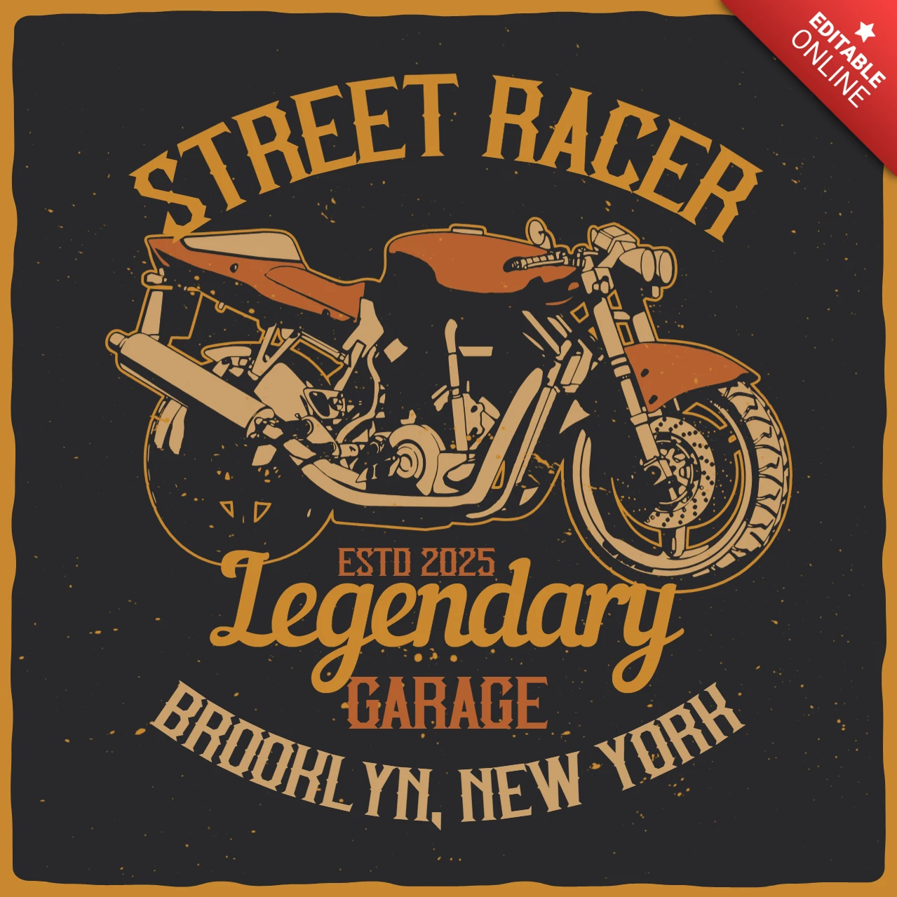 Street racer moto camiseta plantilla de diseño