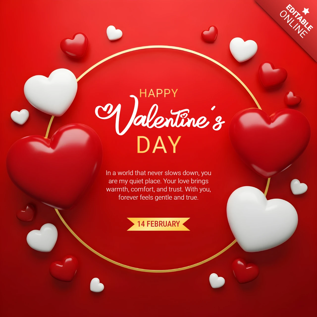 Valentine's Day Heart Design Template for Greeting Cards