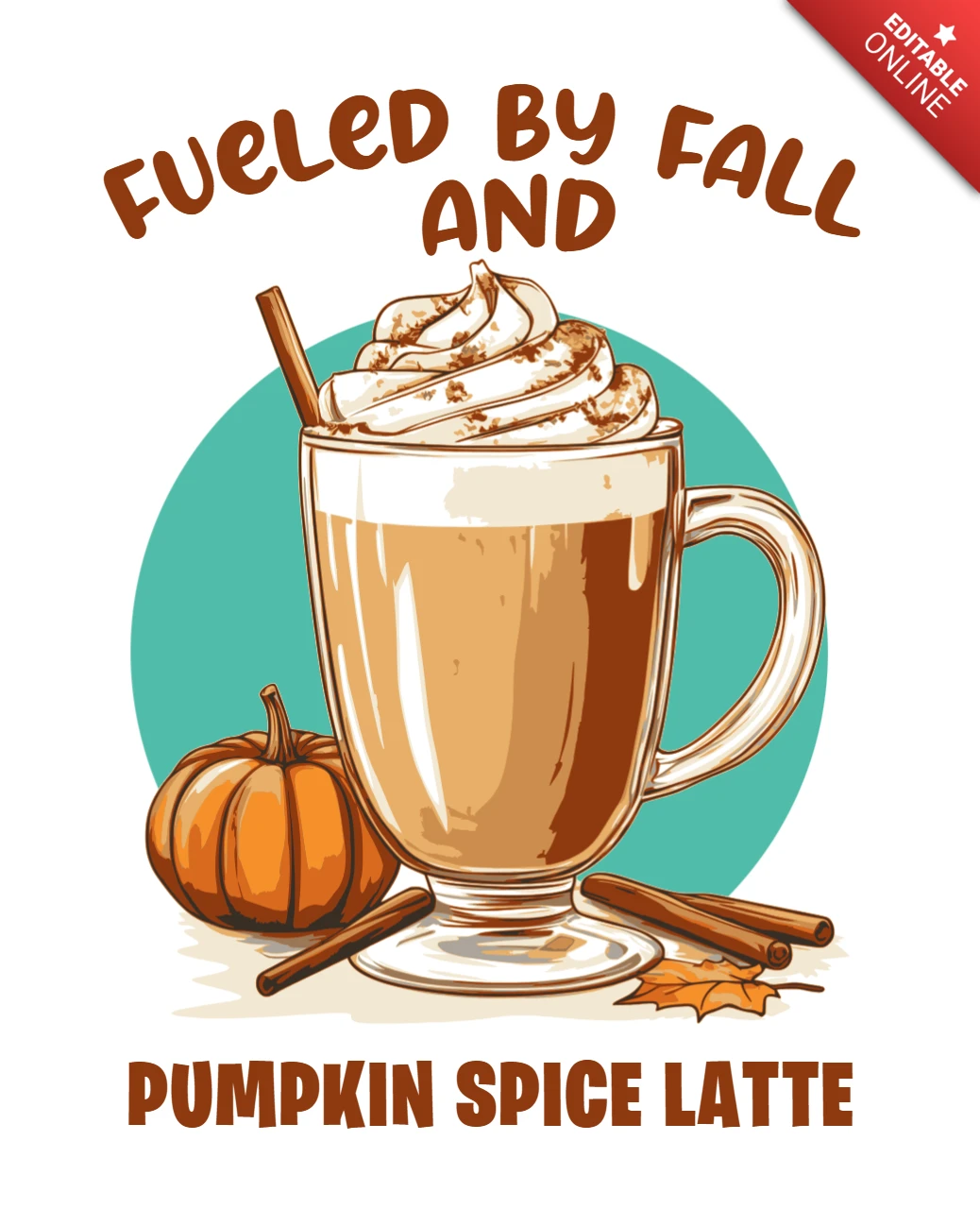 Modèle de design de latte au potiron épicé pour des produits sur le thème de l'automne