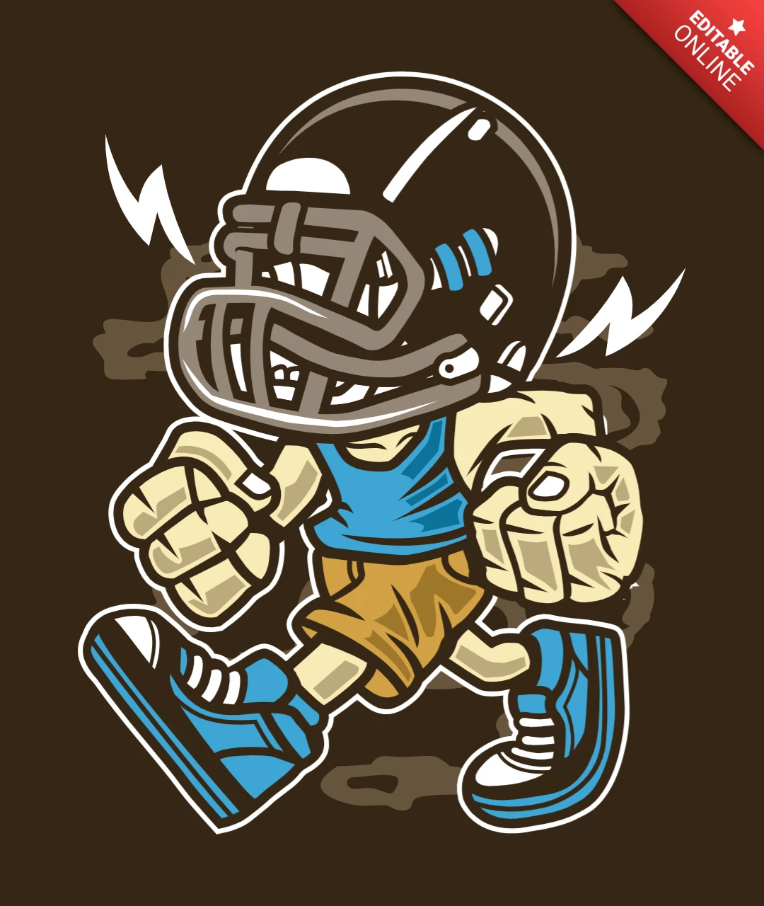 American football bastaard stripfiguur t-shirt ontwerpsjabloon