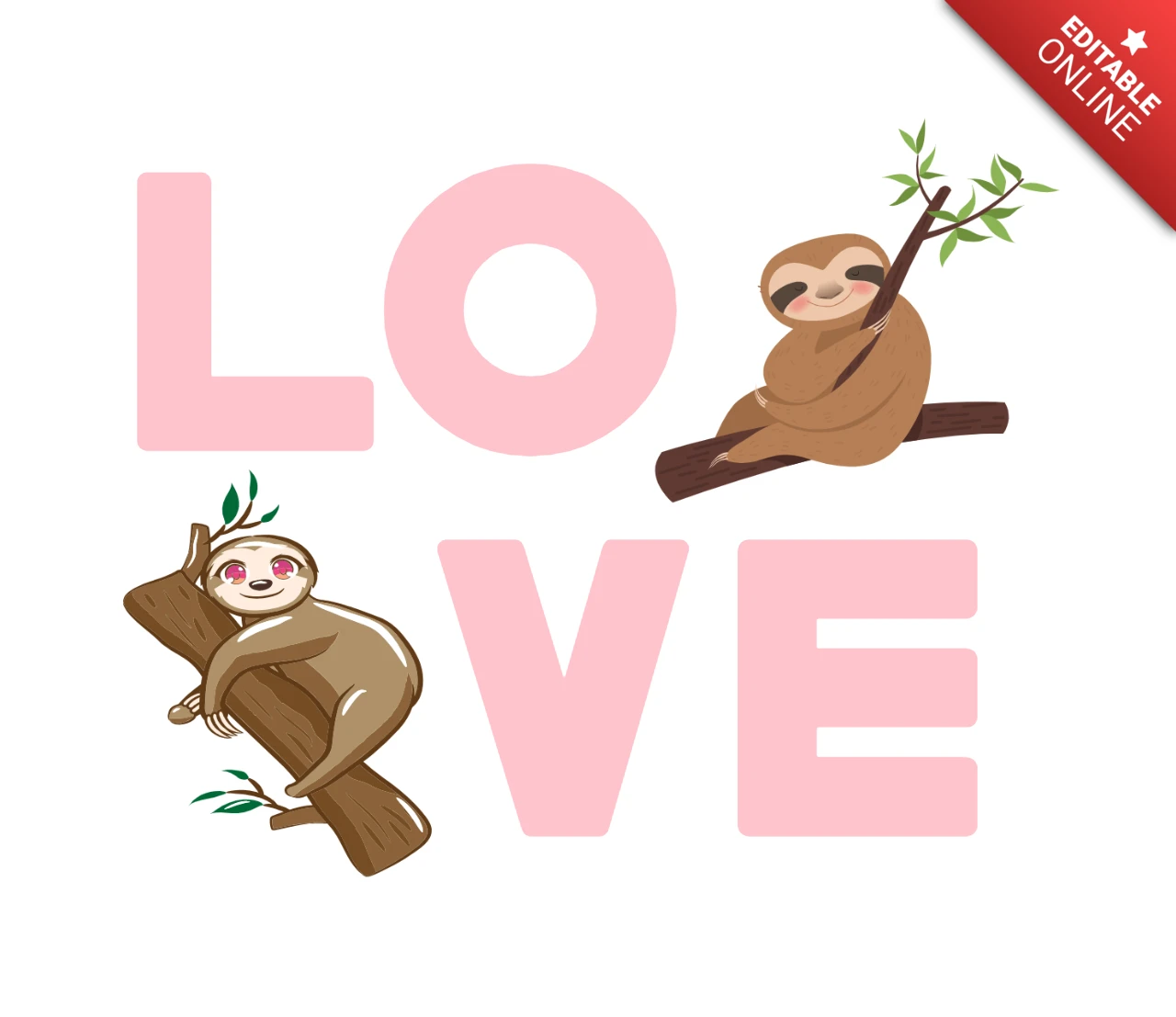 Simpatico bradipo amore typo design per un modello di merchandising minimalista