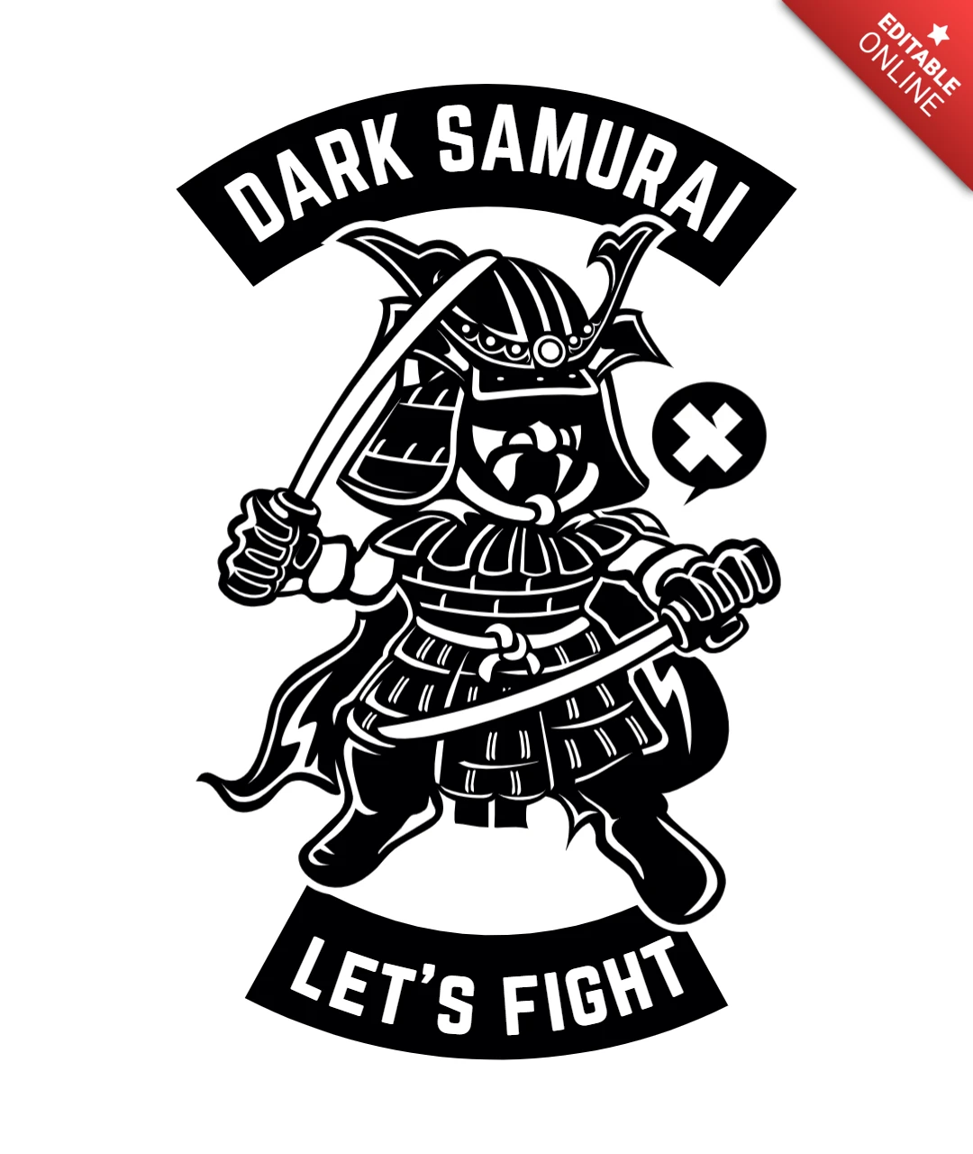 Dark Samurai T-Shirt Design Template