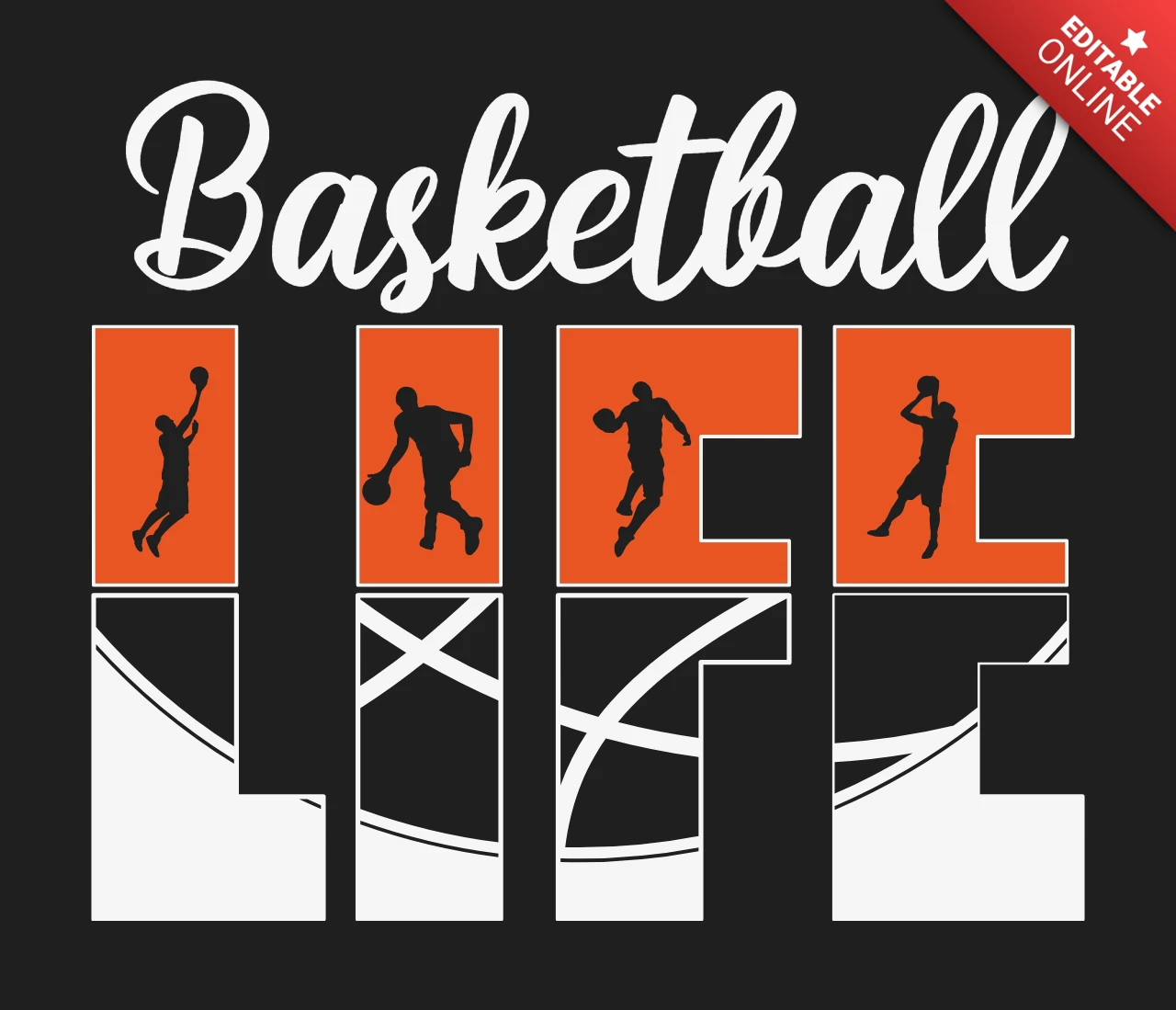 Basketball Life Player Silhouette T-Shirt Design Template