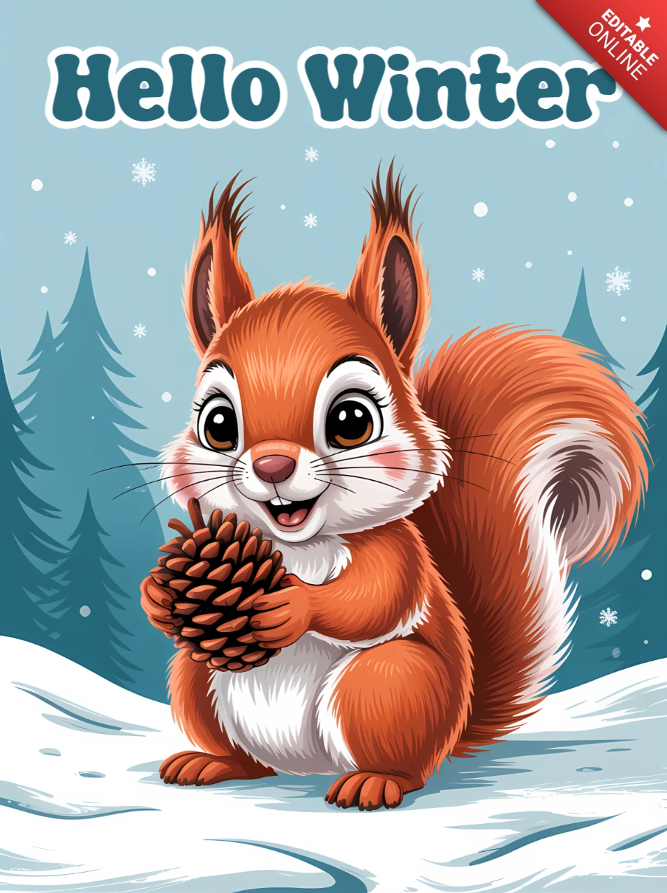 Winter-Eichhörnchen-Designvorlage für Grußkarten