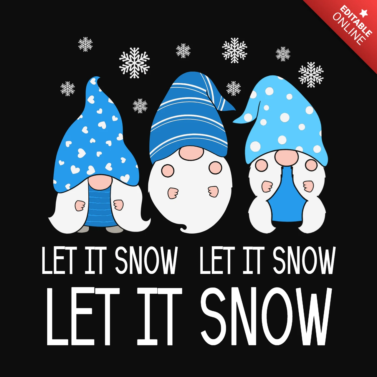 雪を降らせる冬のノームTシャツデザインテンプレート