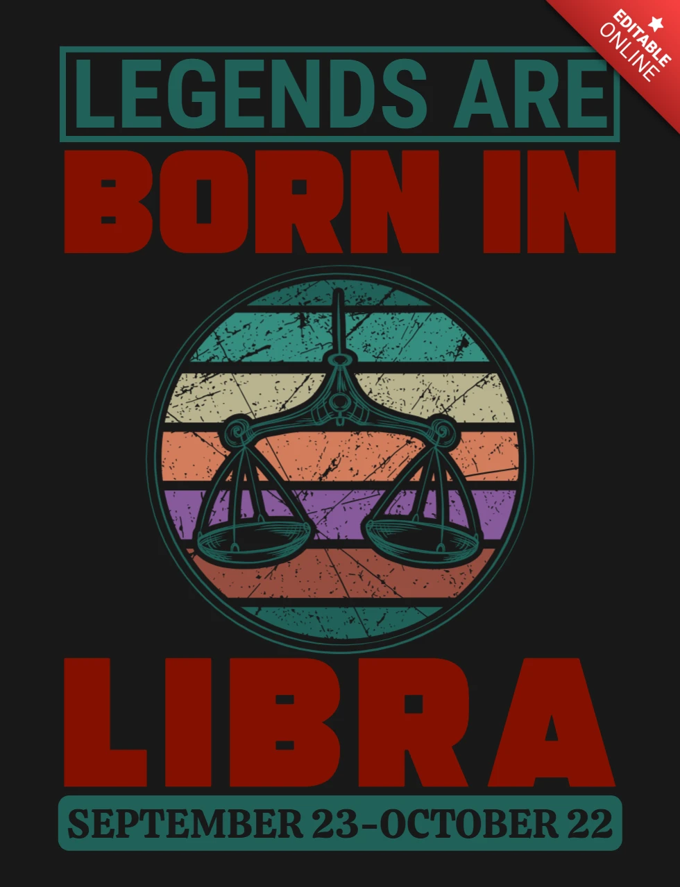 Legend are born in libra zodiac sign t-shirt design template